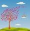 Vector illustration art of the love tree with heart leaves