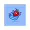 Vector Illustration Artwork Icon of Little strawberry into water.