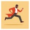 Vector Illustration Artwork A Successful man in an orange long coat is running.