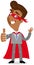 Vector illustration of an asian cartoon businessman dressed up as a superhero giving thumbs up