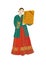 Vector illustration: Asian women wearing Korean costumes,part two
