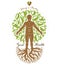 Vector illustration of athletic man made as continuation of tree