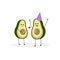 Vector illustration of avocado characters rejoice in pregnancy