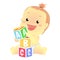 Vector Illustration of a Baby playing toy blocks