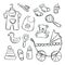 Vector illustration of baby shower items doodles