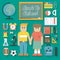 Vector illustration: Back to School Flat Icons Set