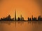 Vector illustration background dubai uae night sunset uae united arab emirates