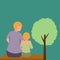 Vector illustration background about young happy dad talking with his son about idea and purpose of life at home vector