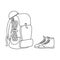 Vector illustration of backpack and boot logo. Collection of backpack and trekking stock vector illustration.