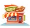 Vector illustration of bakery building with bright