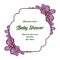 Vector illustration banner baby shower with very bright purple flower frames