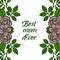 Vector illustration banner best mom for various elegant purple flower frames