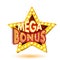 Vector illustration of banner mega bonus star with lights