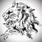 Vector illustration with baroque lion head in