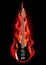 Vector illustration of bass guitar in flames