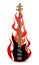 Vector illustration of bass guitar in flames