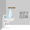 Vector illustration of Bathroom with sink, faucet, towel and hook