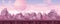 Vector illustration of beautiful alien landscape in pink colors with crystals and mountains. Other planet fantasy
