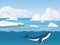 Vector illustration of beautiful arctic landscape of northern and Antarctic life. Icebergs in ocean and underwater world