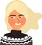 Vector illustration A beautiful blonde girl wearing icelandic sweater Scandinavian style Isolated object