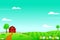 Vector illustration of beautiful farm landscape