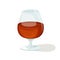 Vector illustration of a beautiful glass of cognac. Strong alcohol