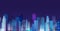 Vector illustration of beautiful night city, skyscrapers lights in night metropolis, skyline in flat style.