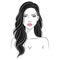 Vector illustration of a beautiful young nude woman with long hair