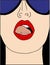 Vector illustration. Beautifull woman in glasses, red lips on black background