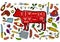 Vector illustration of beef cow and vegetables