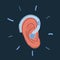 Vector illustration of Behind-the-ear hearing aid icon on dark backround.