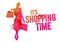 Vector illustration best shopping woman silhouette with splashes.