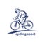 Vector illustration of a bicyclist, emblem. Athlete`s logo on a bicycle. Cycling