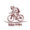 Vector illustration of a bicyclist, emblem. Athlete`s logo on a bicycle. Cycling