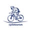 Vector illustration of a bicyclist, emblem. Athlete`s logo on a bicycle. Cycling