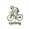 Vector illustration of a bicyclist, emblem. Athlete`s logo on a bicycle. Cycling