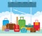 Vector illustration of a big pile diverse luggage in the departure