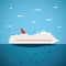 Vector illustration of big sea cruise liner in modern flat style