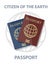 Vector illustration of biometric passports with globe