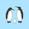 Vector illustration of bird penguin couple with egg