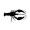 Vector illustration of black crawfish, lobster silhouette