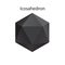 Vector illustration of a black icosahedron on a white background with a gradient for game, icon, packaging design or