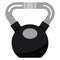 Vector illustration of black metal fitness kettlebell with chrome handle icon