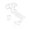 Vector illustration of black outline Italy map.