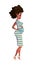 Vector illustration of black pregnant woman. african-american pregnant woman smiling