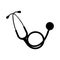 Vector illustration of a black stethoscope silhouette