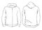 Vector illustration. Blank hoodie jacket front and back views. I