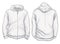 Vector illustration. Blank hoodie jacket front and back views. I