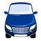 Vector illustration blue car, front view, bumper, windscreen and hood
