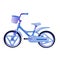 Vector illustration of blue children bike. Wheeled eco transport for kids. Simple flat style